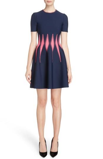 Women's Alexander Mcqueen Corset Stitch Fit & Flare Dress, Size - Blue