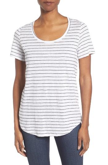 Women's Eileen Fisher Stripe Organic Linen Jersey Tee