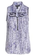 Women's Kenneth Cole New York Zip Front Flouncy Sleeveless Top - Blue