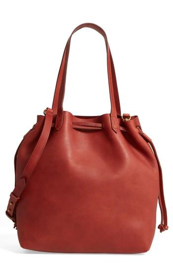 Madewell Medium Transport Leather Bucket Bag - Brown
