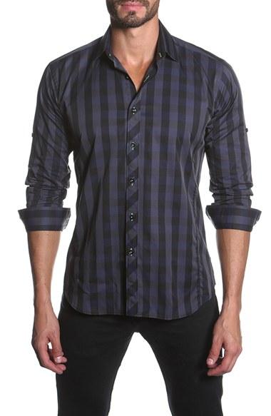 Men's Jared Lang Trim Fit Check Sport Shirt, Size - Blue