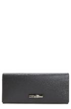 Women's Longchamp Roseau Leather Continental Wallet - Black