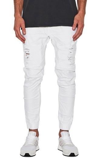 Men's Nxp Destroyer Moto Denim Jogger Pants - White