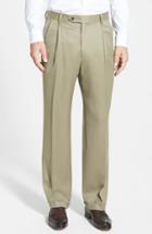 Men's Berle Pleated Wool Gabardine Trousers X 32 - Beige
