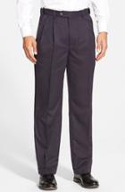 Men's Berle Self Sizer Waist Pleated Trousers X 30 - Blue