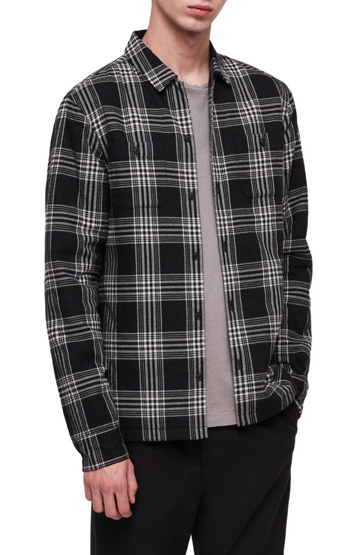 Men's Allsaints Fayette Plaid Slim Fit Sport Shirt - Black