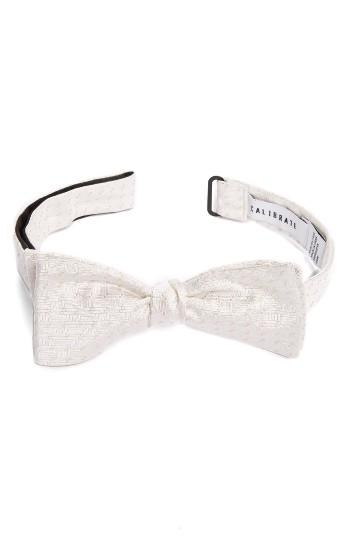 Men's Calibrate Brick Geometric Silk Bow Tie, Size - Beige