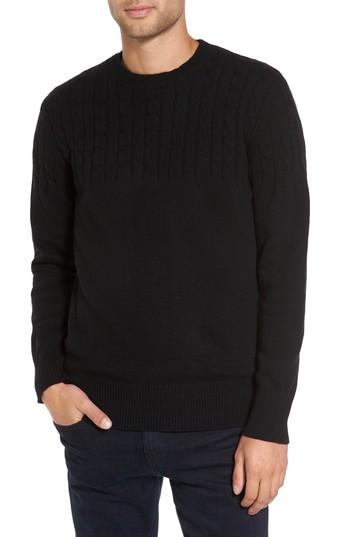 Men's Slate & Stone Wool Cable Knit Sweater, Size - Black