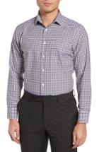 Men's Nordstrom Men's Shop Trim Fit Non-iron Check Dress Shirt 34/35 - Brown