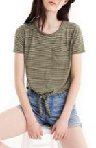 Women's J.crew Knotted Stripe Pocket Tee - Green