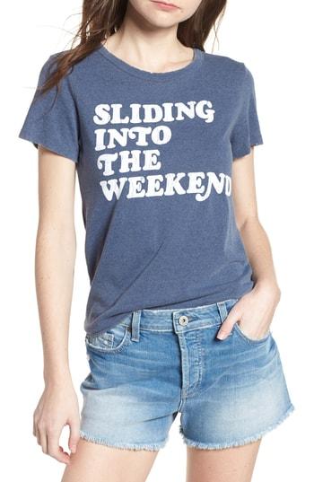 Women's Junk Food Sliding Into The Weekend Tee - Blue