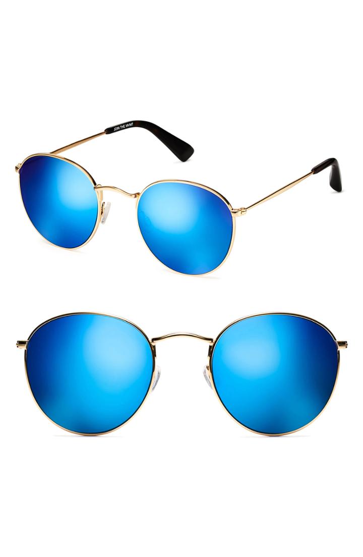 Men's Mvmt Icon 50mm Polarized Wire Sunglasses - Gold Blue