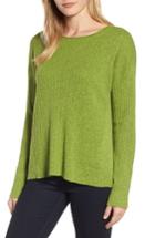 Women's Eileen Fisher Organic Linen & Cotton Crewneck Sweater, Size - Green