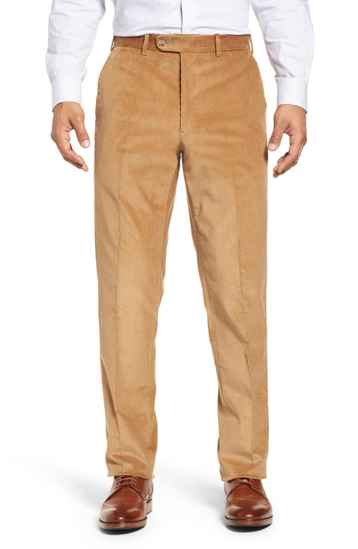 Men's John W. Nordstrom Torino Traditional Fit Flat Front Corduroy Trousers