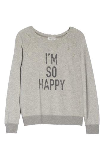 Women's David Lerner I'm So Happy Distressed Sweatshirt
