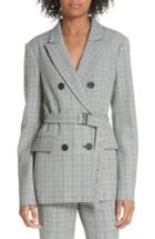 Women's Tibi Belted Glen Check Blazer - Black