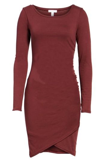 Women's Leith Ruched Long Sleeve Dress - Red