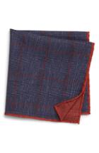 Men's Eleventy Plaid Wool & Cotton Pocket Square, Size - Blue