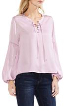 Women's Vince Camuto Lace-up Hammered Satin Blouse - Purple