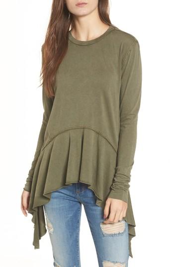 Women's Bp. Cotton & Modal Sharkbite Hem Tee, Size - Green