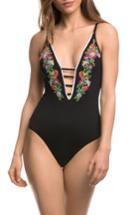 Women's Isabella Rose Flower Fields One-piece Swimsuit - Black