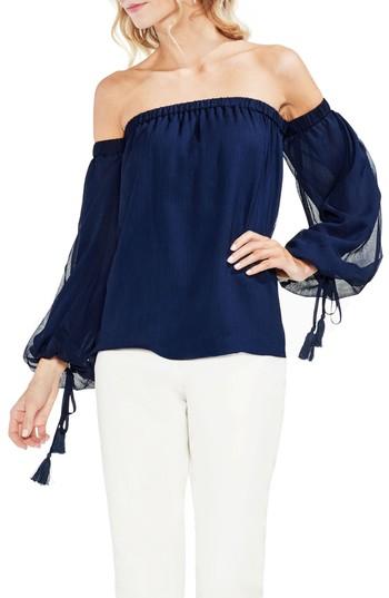 Women's Vince Camuto Off The Shoulder Bubble Sleeve Blouse - Blue