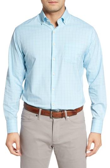 Men's Peter Millar Mcconnell Plaid Performance Sport Shirt - Blue
