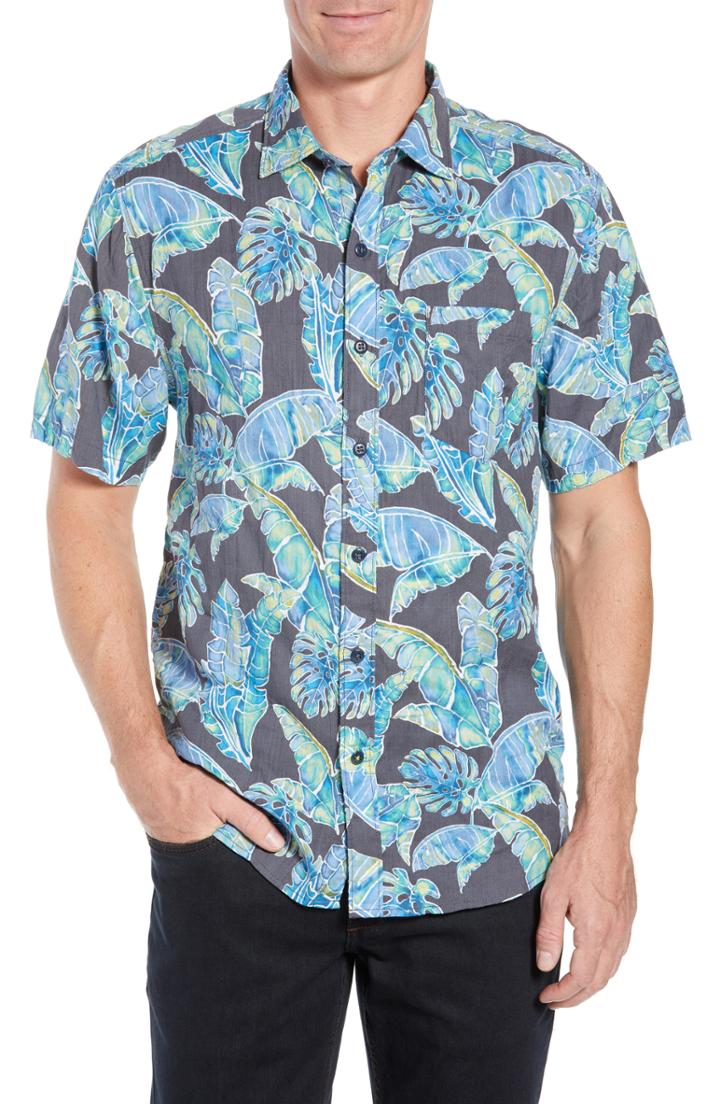 Men's Tommy Bahama Patina Palms Short Sleeve Sport Shirt - Blue