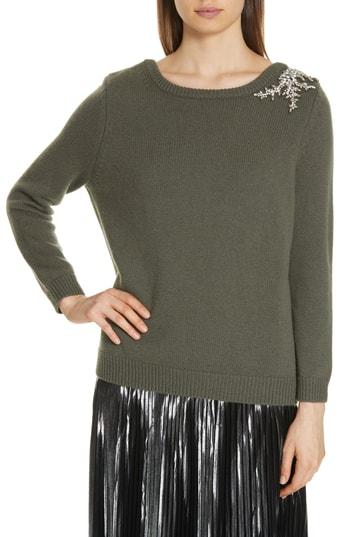 Women's Ba & Sh Ourea Jewel Detail Wool Cashmere Sweater - Brown