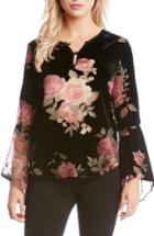 Women's Karen Kane Floral Velvet Burnout Top - Black