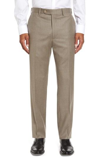 Men's Jb Britches Flat Front Solid Wool & Cashmere Trousers R - Beige