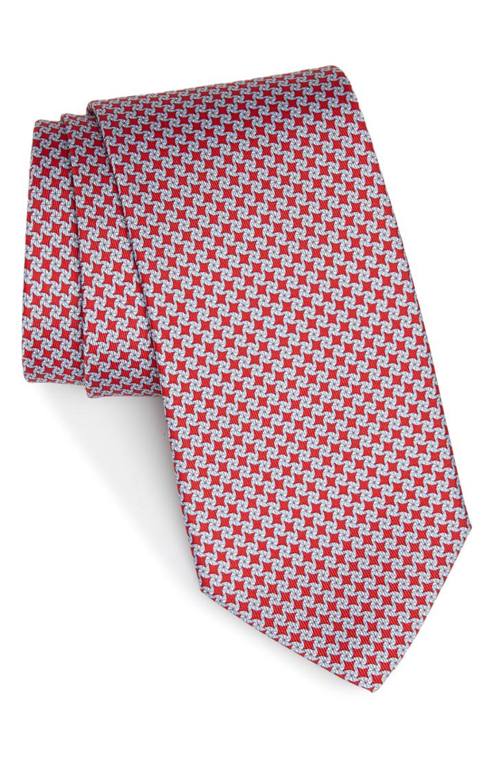 Men's Salvatore Ferragamo Girella Print Silk Tie, Size - Red