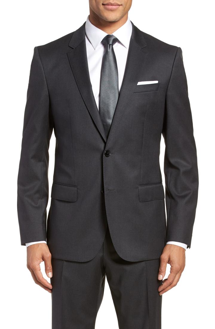 Men's Boss Hayes Cyl Trim Fit Solid Wool Sport Coat R - Grey