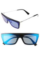 Women's Valentino Rockstud 50mm Rectangular Sunglasses - Mirror Blue/ Shiny Black