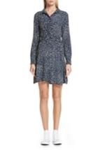 Women's Ganni Barra Dot Twist Front Crepe Shirtdress Us / 34 Eu - Blue