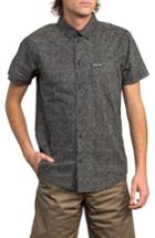 Men's Rvca Benji Short Sleeve Woven Shirt - Grey