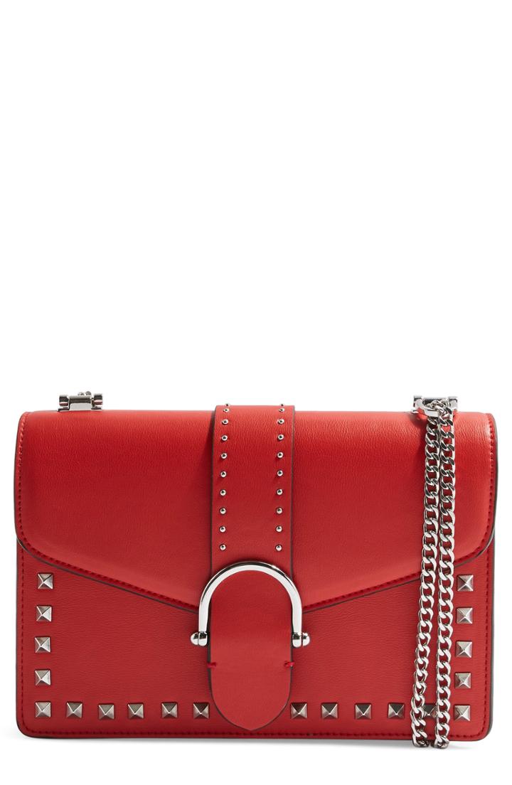 Topshop Beth Studded Shoulder Bag - Red