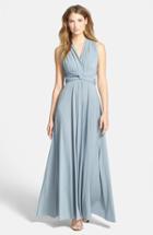 Women's Dessy Collection Convertible Wrap Tie Surplice Jersey Gown - Grey