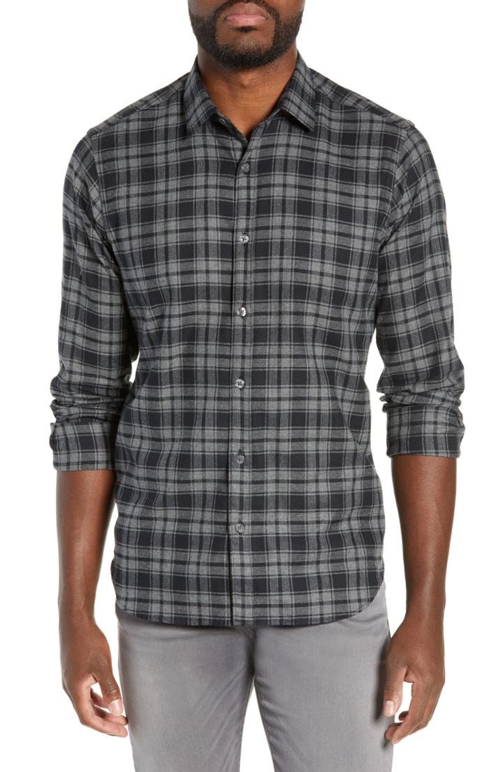 Men's Jeff Jackson Slim Fit Plaid Sport Shirt - Black