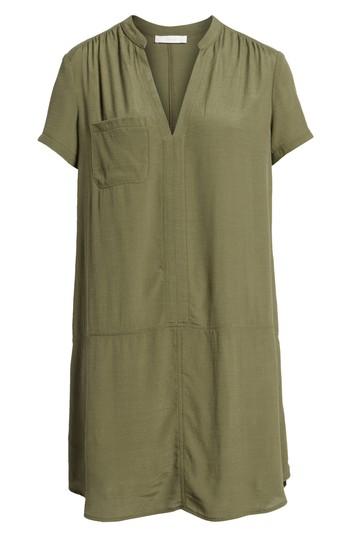 Women's Split Neck Shift Dress - Green