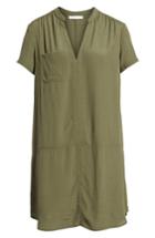 Women's Split Neck Shift Dress - Green