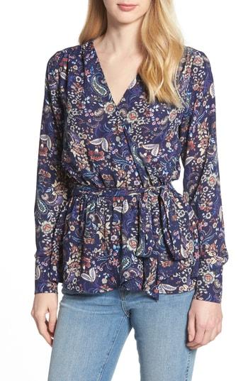 Women's Gibson Wrap Peplum Blouse - Blue/green