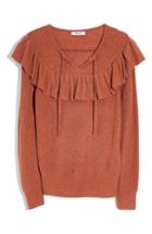 Women's Madewell Ruffled Tie Front Pullover Sweater, Size - Orange