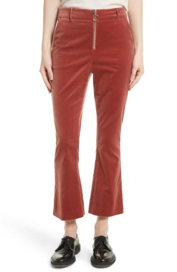 Women's Frame O-ring Velvet Crop Flare Pants - Pink