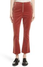 Women's Frame O-ring Velvet Crop Flare Pants - Pink