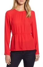 Women's Halogen Cinched Waist Blouse - Red