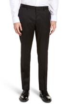 Men's Boss Gibson Cyl Flat Front Solid Wool Trousers R - Black