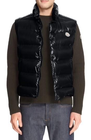 Men's Moncler Tib Lacquered Down Vest - Blue