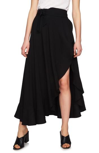 Women's 1.state Ruffle Wrap Maxi Skirt, Size - Black