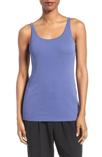 Women's Eileen Fisher Long Scoop Neck Camisole, Size Xx-small - Blue (regular & ) (online Only)